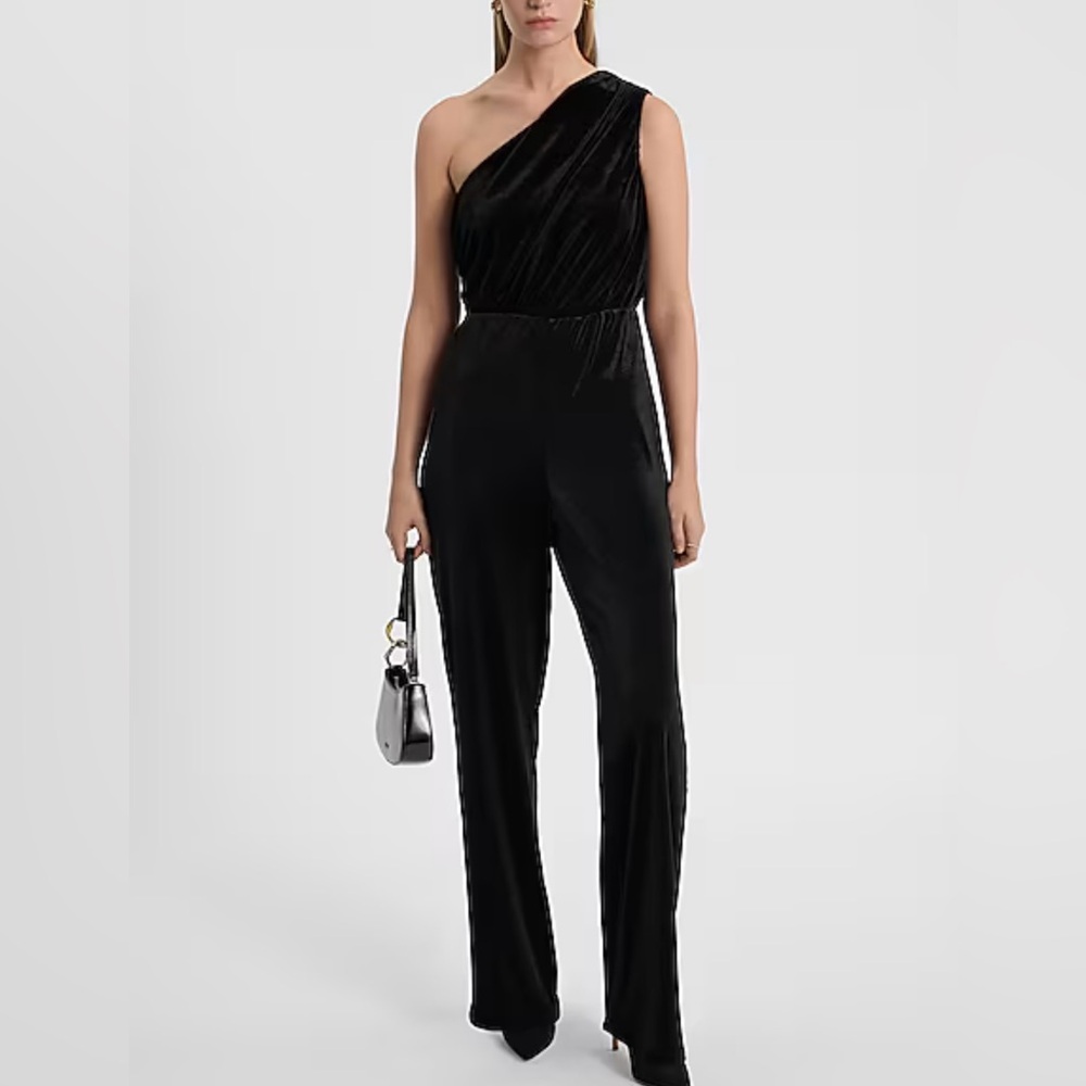 Express Black One-Shoulder Jumpsuit